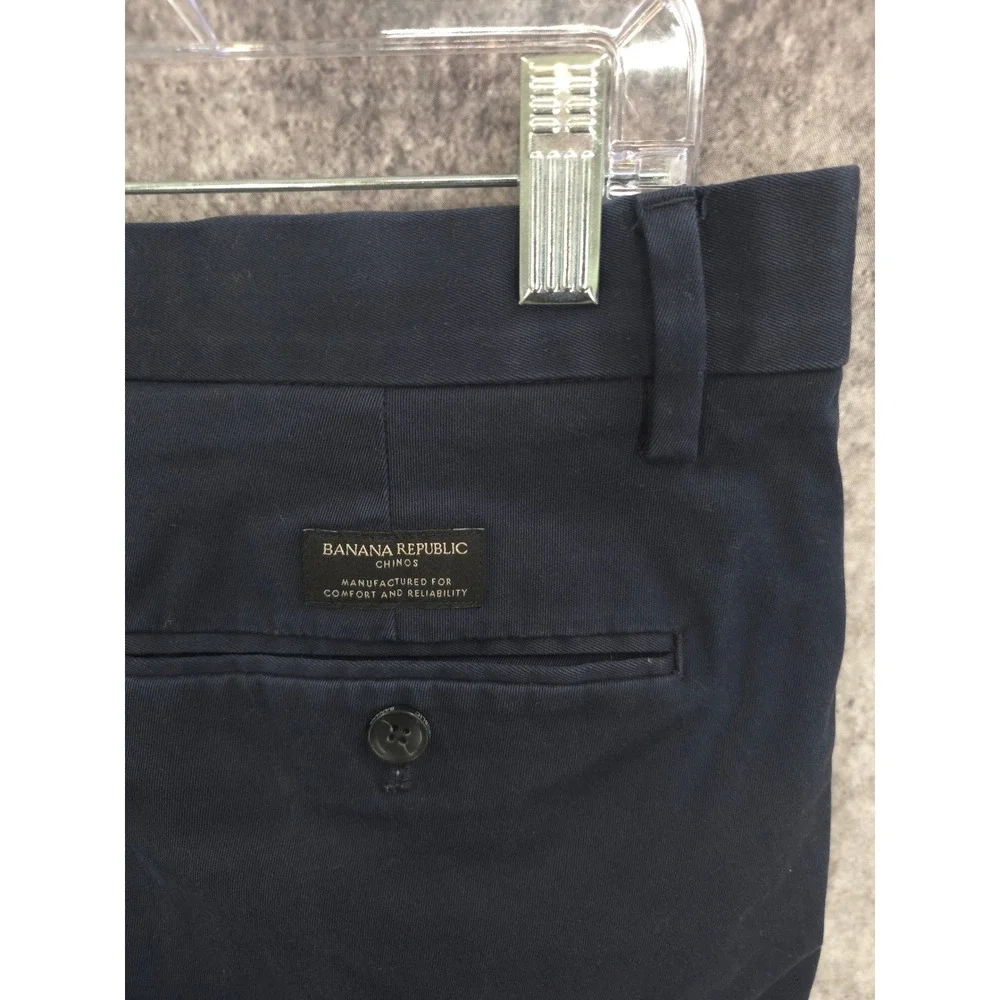 Banana Republic Aiden Chino Pants Mens 32 X 32 Blue Slim Fit Flat Front Trouser
